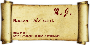 Macsor Jácint névjegykártya